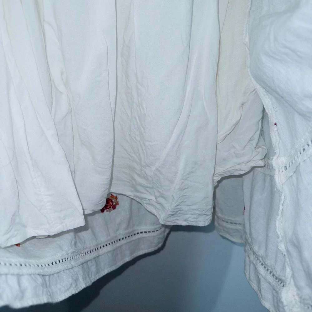 Free People‎ Ivory White Counting Daisies Embroidered Mini Dress Medium